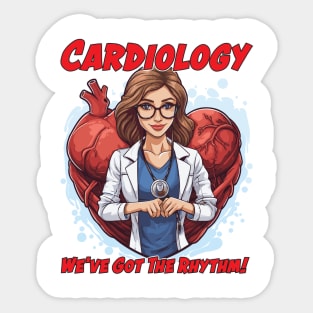 Cardiologist Caricature Gift for Medical Doctor - We've Got The Rhythm! Sticker